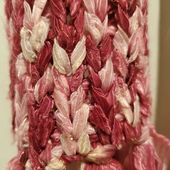 Pink Knitted Womens Scarf Soft Lace 68 Inch Handmade - Picture 7 of 9